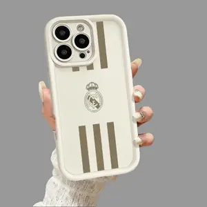 Cool Real Madrid Club Emblem Pattern Phone Case for iPhone 17 16 15 14 Pro Max 13 12 11 XR XS Plus Air Slim Protective Anti Drop TPU Cover Trendy Sports Fan Aesthetic Phone Accessory