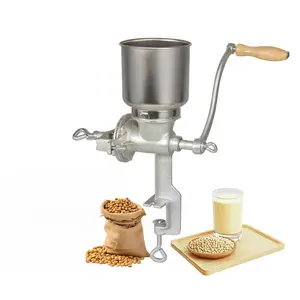 Heavy Duty Cast Iron Manual Grain Mill & Coffee Grinder - Dry/Wet Grinding for Wheat, Corn, Grains, Flours |   High Hopper Design, Silver Finish