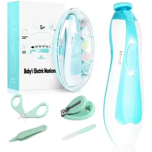 Baby Electric Nail File, 8 in 1 Safe Baby Nail Trimmer, Baby Nail Clippers with 6 Grinding Heads and Light, Baby Nail Care Kit for All Ages