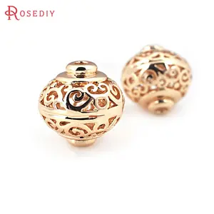 6PCS 10MM 12MM 15MM  18K Gold Color Brass Spacer Beads Bracelet Beads  Diy Jewelry Making Accessories