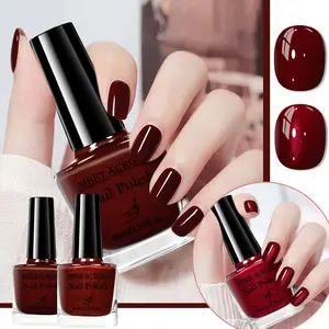 MEET ACROSS 2pcs Cherry Red Nail Polish Set, 2026 Trendy Burgundy Red Serie Quick Dry Water-Based Peel Off Nail Polish, Professional Salon Quality Nail Art, New Year & Holiday Gift Home Salon DIY Nail Manicure