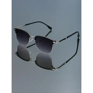 Vintage Square Eyeglasses, Stylish Half Rim Design, Sturdy Metal Frame, Casual Daily Wear