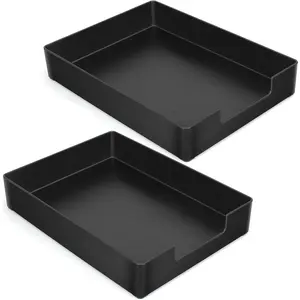 Letter-Size Tray, 2PCS Plastic Stackable A4 Paper Tray, Desk Drawer Organizer, Multi-use Large Storage Basket for Office Home Supplies,13 x 9.6 inch