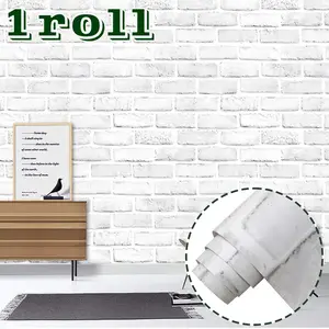 Thick Vintage Nordic Brick Pattern Self-Adhesive Wallpaper, Easy Installation, Cleanable, Ideal for Living Room, Bedroom, Cafe, Bar