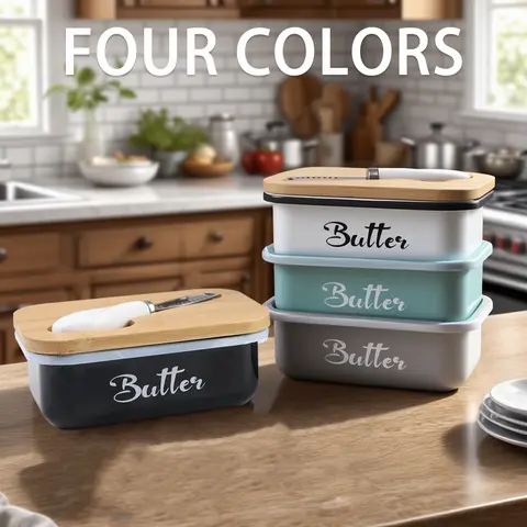 1pc Luxury Iron Large Butter Dish with Lid - Iron Countertop Keeper with Knife High-Quality Sealing and Easy-Clean Design - Perfect Kitchen Gift for Butter Lovers
