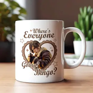 Where Everyone Going Bingo Resident Evil 9 Requiem Ceramic Coffee Mug, Leon Kennedy Re Video Game Survival Horror Ceramic Coffee Accent Mug, Perfect Gift for Him & Her