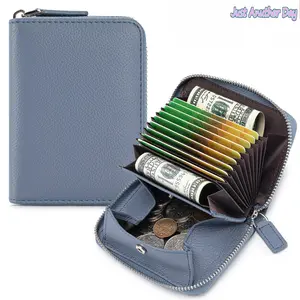 Women's Leather Organ Card Bag Fashion Large Capacity Women's Zipper Change Bag Multi-Card Card Bag