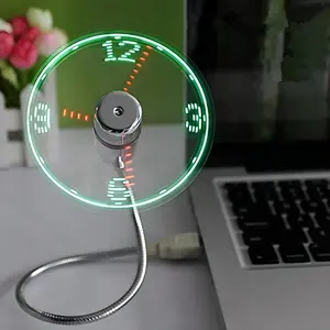 New USB Clock Fan with Display Function, LED Decorative Time Display, LED Desk Fan with Decorative Time Display, Mini Flexible Fan for Office Desk Accessories, Home Decor, Summer Fan, Gift