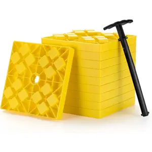 RV Leveling Blocks 10 Pack, Heavy Duty Camper Levels Blocks, Interlocking Leveling Blocks with Carrying Bag for Single and Dual Wheels Hydraulic Jacks Tongue Jacks Tandem axles Yellow