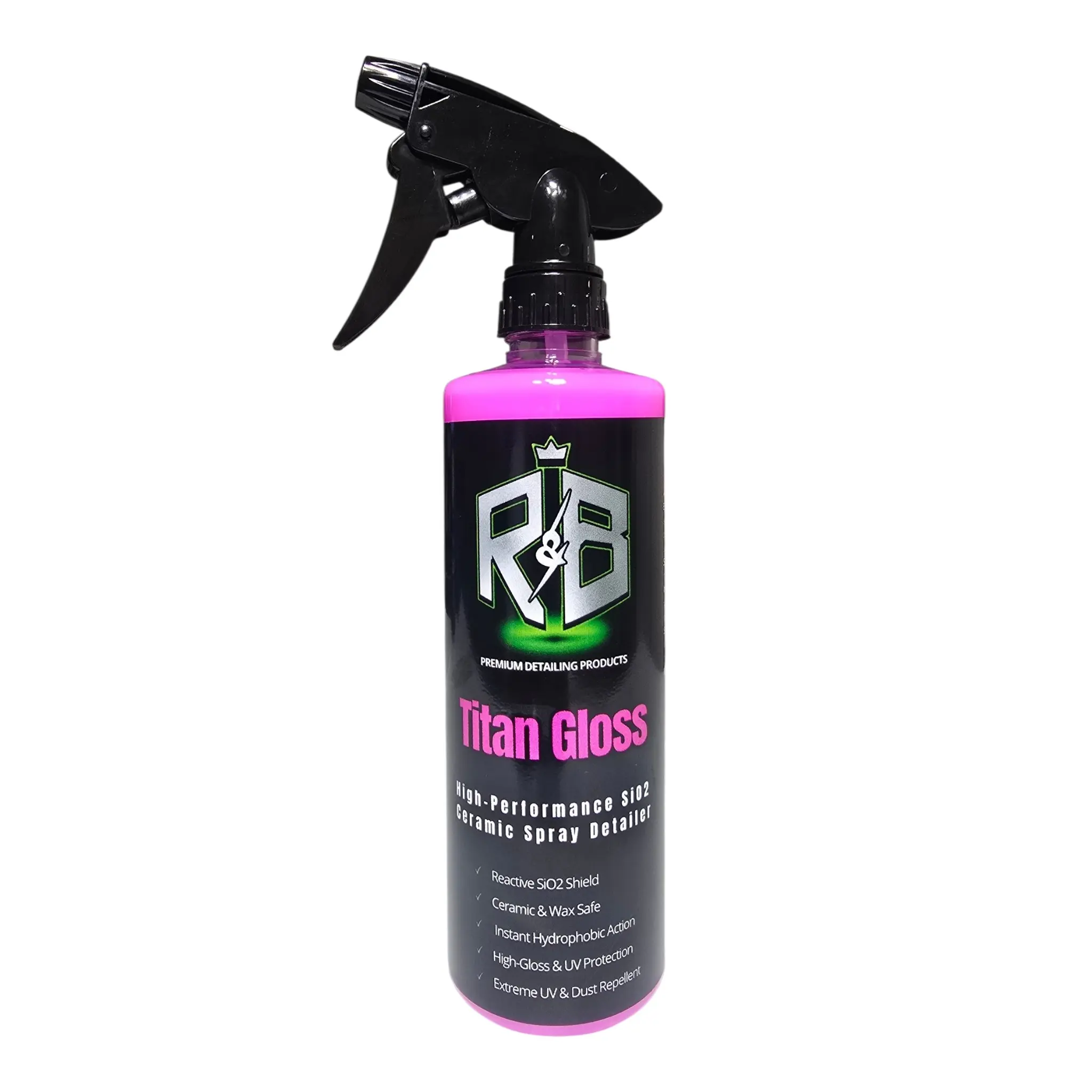TITAN GLOSS Ceramic Spray Detailer High Gloss SiO2 Ceramic Coating Quick Detailer Car Detailing Products Water Beading Hydrophobic Spray Wax Safe Sealant Top Coat Car Wash Maintenance Liquid Crystal Polish Extreme UV Dust Repellent Showroom Shine
