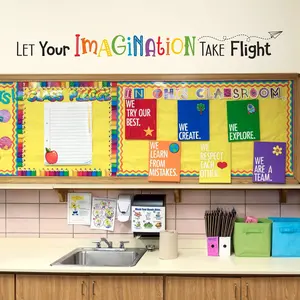 Let Your Imagination Take Flight Wall Decal | Classroom Wall Art | Library Decor