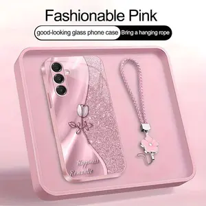 Suitable for [Galaxy A16 5g] high-end phone case🥰，drop-resistant and fingerprint-resistant，Includes a free four-leaf clover lanyard. Features a premium, minimalist printed design—not sequins YM99
