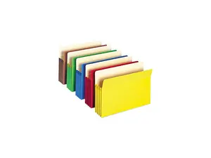 Smead 73892 3 1/2 Inch Expansion Colored File Pocket, Straight Tab, Letter, Assorted, 5/Pack