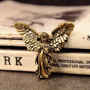 Brass Angel Figurine Guardian Angel Wing Trendy Personalized Decor Love God Desktop Ornament Art Figurine Girlfriend Gift Decorative Figurines