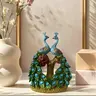 Collectible Resin Peacock Statue Decoration, Feather Figurine, Vibrant Blue with Gold Accents, Elegant Feather Design, Perfect for Home Office Garden, Exterior Decorative Statues, Collectible Figurines, Decorations and Ornaments