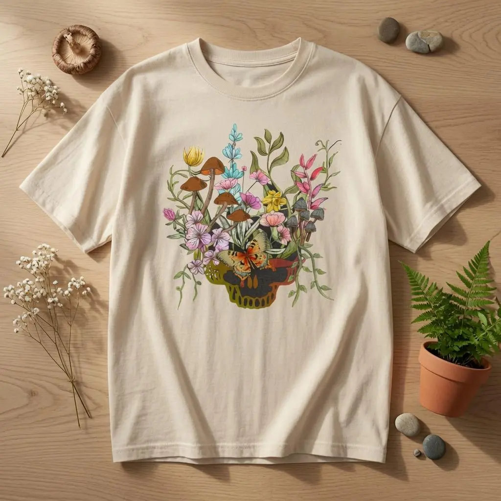 Stealie Botanical Butterfly Women's Softstyle Tee, Grateful Dead Shirt, Music Festival Clothing, Hippie T-Shirt, Vintage Tee