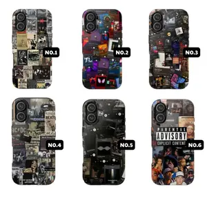 Music Collage Phone Case for iPhone – Vintage Poster Aesthetic Design, Shockproof Slim Protective Cover, Cool Street Style Accessory, Gift for Music Lovers for IPhone 11, 12, 13, 14, 15, 16, 17 & Samsung S21 S22 S23 S24 S25