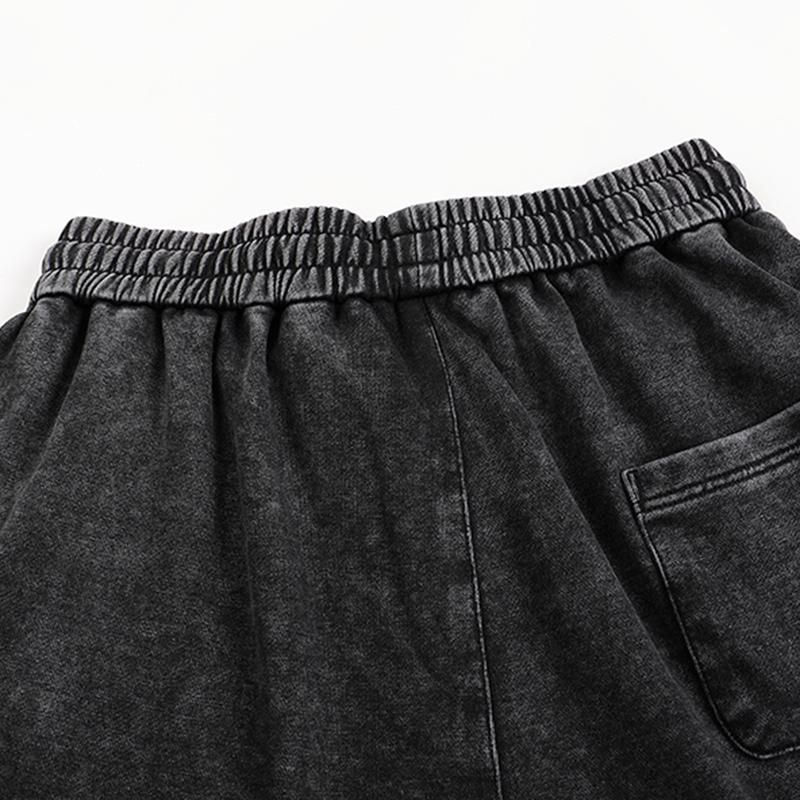 Women's Vintage High-Waisted Baggy Sweatpants - Distressed Wash, Loose Straight Wide-Leg, Drawstring Elastic, Light Cotton Blend, Basic Minimalist Casual Outdoor Pants for Back to School