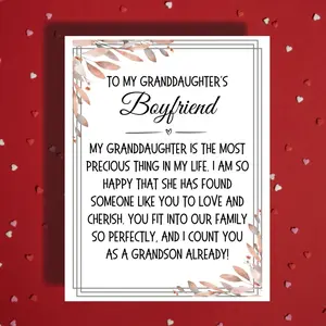Granddaughters Boyfriend Card, From Grandparents Welcome Card, Sentimental Family Appreciation