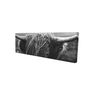 Begin Home Decor 2080-1648-PH1-1-CR 16 x 48 in. Monochrome Highland Cow Canvas - White Living Room Decor