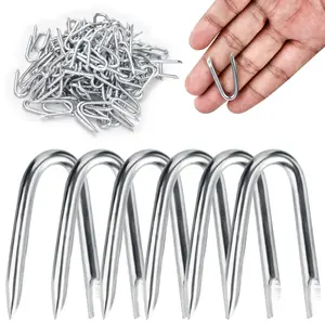 Wire Staples Steel Fence Staple Nails U Shaped Nails 1'' U Staples for Fencing, Wire Mesh (270 Pcs)