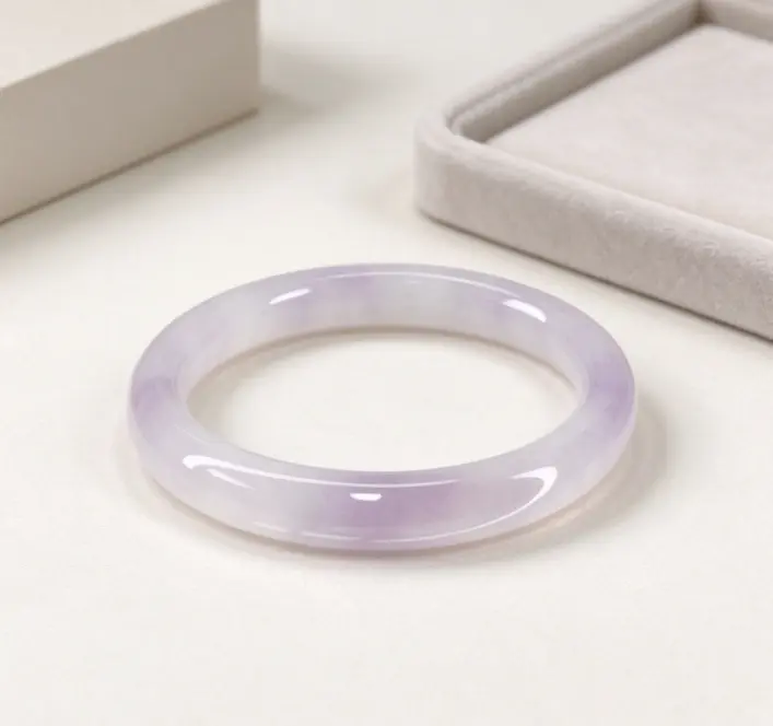 Green Stone Style Bangle Bracelet for Women, Smooth Translucent Green Round Bracelet, 2.28" & 2.44" Inner Diameter, Minimalist Elegant Jewelry for Daily Wear