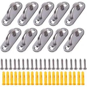 Pad Eye Plate U Hooks,Stainless Steel Heavy Duty Ceiling Hook Ring Hanging Hardware Fitting with Screws for Hammock Swing Boat Hangable