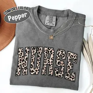 Comfort Colors Leopard Print Nurse Shirt, RN Life Tee, Retro Nurse Aesthetic Top, Cheetah Print Nurse Graphic T-Shirt, Nurse Appreciation Gift, Cute Nurse Outfit