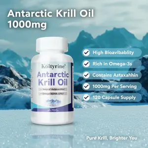 Koltyrine Antarctic Krill Oil 1000mg with Omega-3 EPA & DHA Phospholipids Natural Astaxanthin 120 Capsules Pure Source Enhanced Absorption Edible Supplement