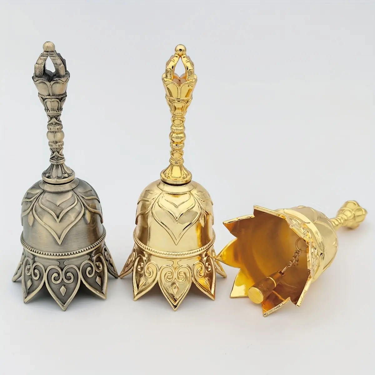 Metal Bell Classic Novelty Toy - Loud-Sound Gadget, Stress Relief Room Decor, Table Ornament for Teachers, Tibetan Meditation Bells