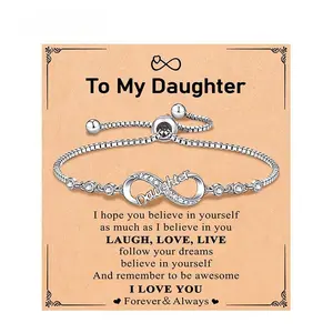 B Infinity Love Heart Bracelets for Women Girls Birthday Christmas Valentine's Day Jewelry Gifts for Mom Daughter with Inspirational Message Card Christmas Gift