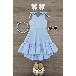 Blue Stripe Bow Tank Dress