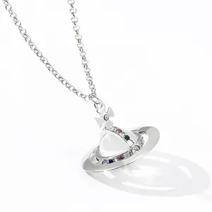 Necklace Glass Three-Dimensional Saturn Colorful Crystals Personality European and American Sweet Cool Necklace