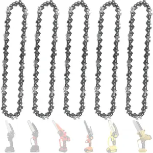 5 Pieces 6 Inch Chainsaw Chain, Replacement Chains for 6 Inch Cordless Electric Portable Mini Chainsaw, Chains Fit for 6" Mini Chainsaws -37 Drive Links