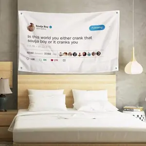 One "In This World, Either You Turn Up The Party Or You Let Yourself Go" Soulja Boy Flag, 3*5 Feet Fun Poster Banner, Can Be Hung On Walls Or Outdoors, With 4 Brass Grommets, Suitable For College Dorm Decor， bedroom decor cool stuff for room tapestry