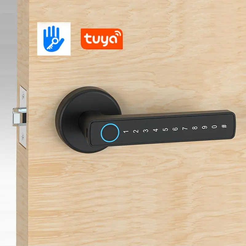 Fingerprint Door Lock, Biometric Door Lock, Electronic Door Lock, Smart Door Handle with Password Keyboard, Keyless Entry Door Lock, Door Security Lock for Home Bedroom Hotel Office Apartment