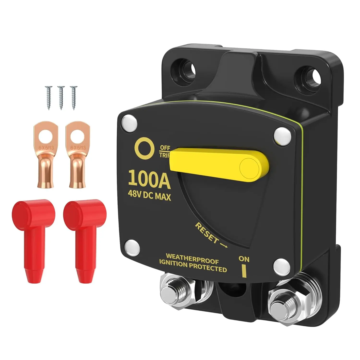 100 Amp DC Manual Reset 12V Circuit Breaker Switches & 12V Automotive Replacement for Car Audio RV Marine Boat Truck Trolling Motors 1 Pack