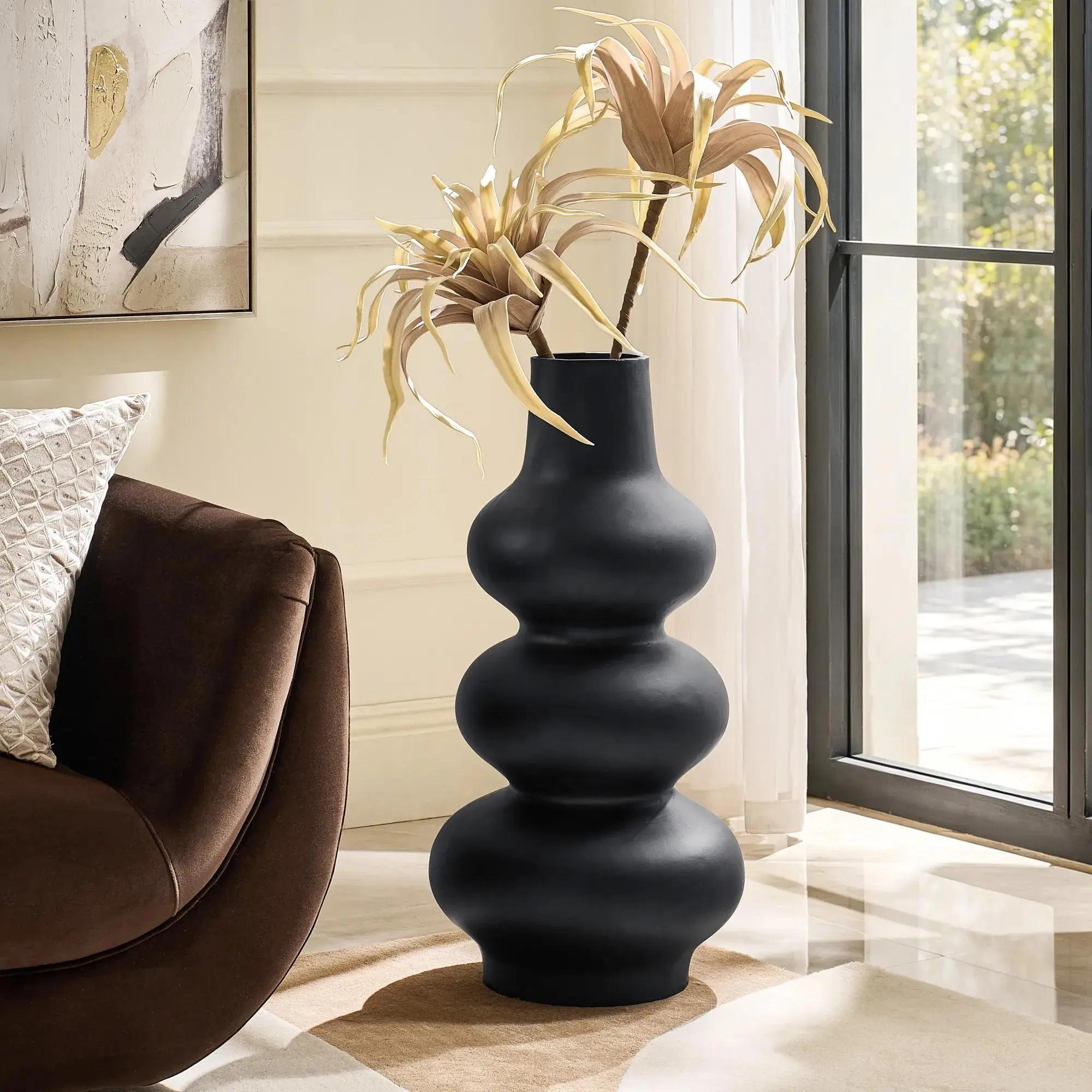 Z Gallerie Naali Oversized Standing Decorative Floor Vase, Modern Art Piece for Room Decor