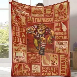 San Francisco Football Fleece Blanket with Team Spirit Print Soft Lightweight for Home Decor College Dormitory Gift