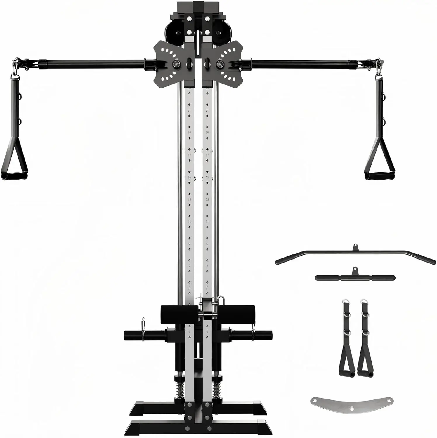 GMWD Cable Machine Home Gym, Wall Mounted Cable Machine with Dual Swivel Arms and 22 Adjustable Positions, All-in-One Cable Crossover Machine for Home Gym, Black