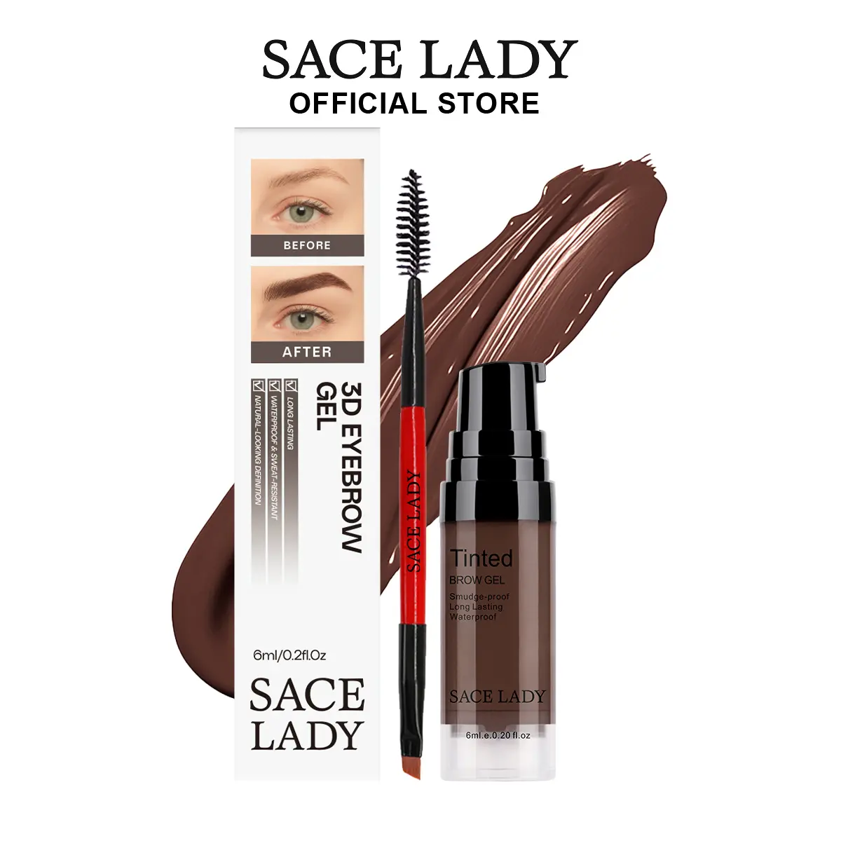 SACE LADY 3D Eyebrow Gel 6ml Lasting 24H Waterproof Smudge-proof Tinted Brow Cream Makeup Kit SACE LADY 3D Eyebrow Gel 6ml Lasting 24H Waterproof Smudge-proof Tinted Brow Cream Makeup Kit