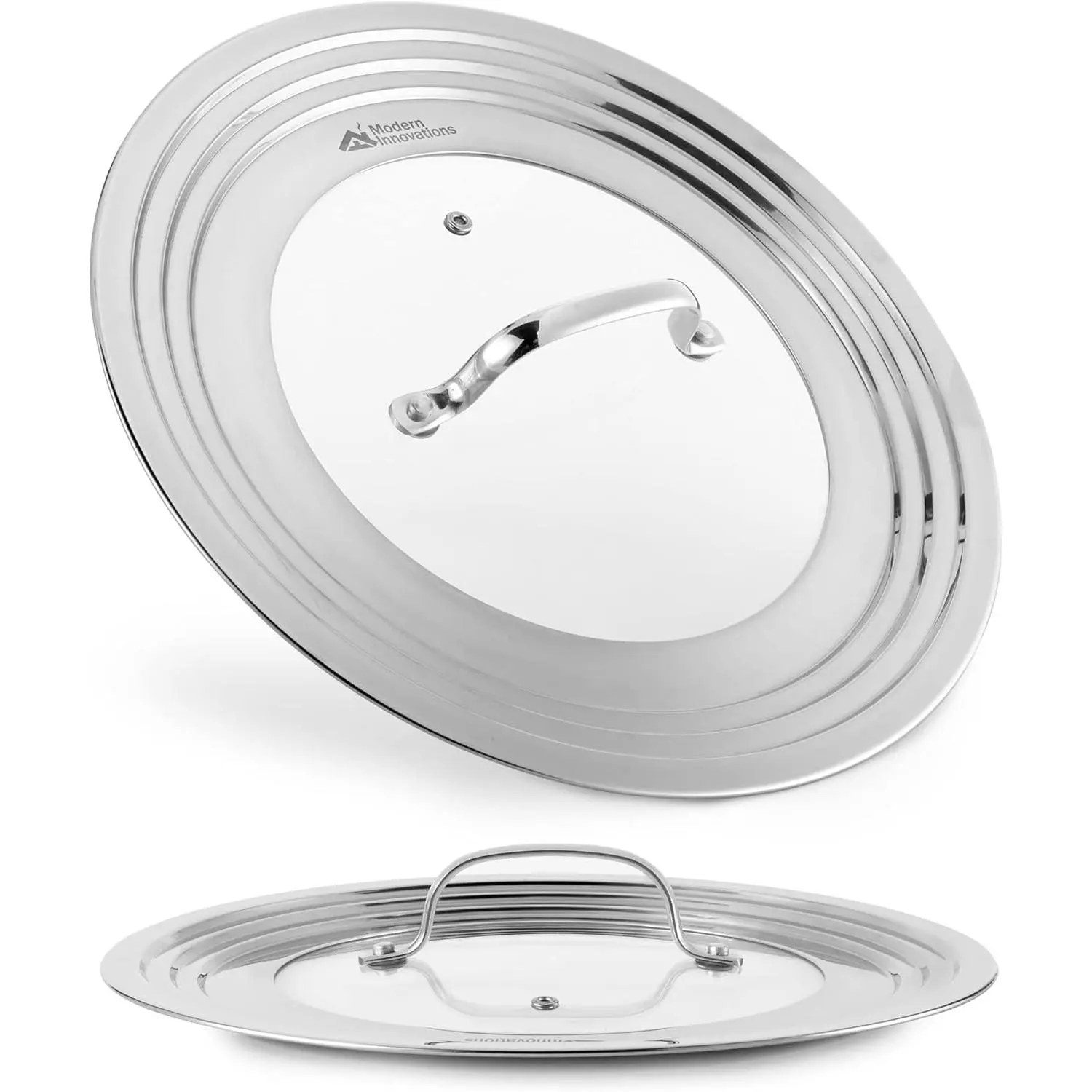 Stainless Steel & Tempered Glass Pot Lid with Vented Hole - Heat Resistant, Easy Clean-Up, Fits 8.25, 9, 10, 11, 12, 12.5 in Pots, Pans, Cast Iron Skillets, Large Dishwasher-Safe Replacement Frying Pan Accessory