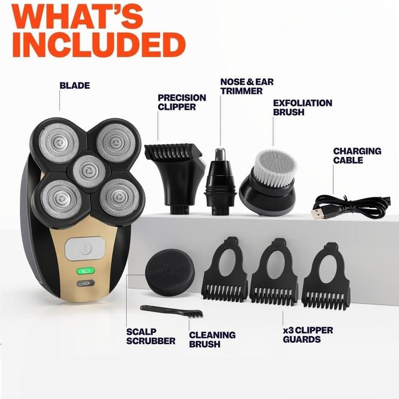 Portable Men's Multifunctional Electric Shaver Set, Wet/dry Cordless Razor, 5-Blade Trimmer, Waterproof Rotating Blades, Waterproof Rechargeable Shaver, Gift for Him