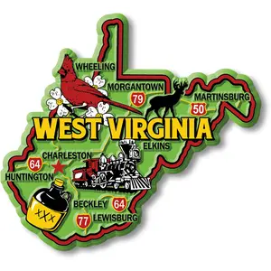 West Virginia Colorful State Magnet by Classic Magnets, 3.7" x 3.4"