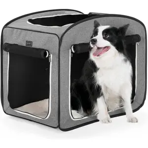 Petsfit Pop Up  Crate, Collapsible  Kennel,Lightweight&Portable Pet Cage for Medium Large ,Included Soft Mat,GreyLarge Foldable Dog Stroller with Storage DIY Outdoor Cat Enclosure Platforms