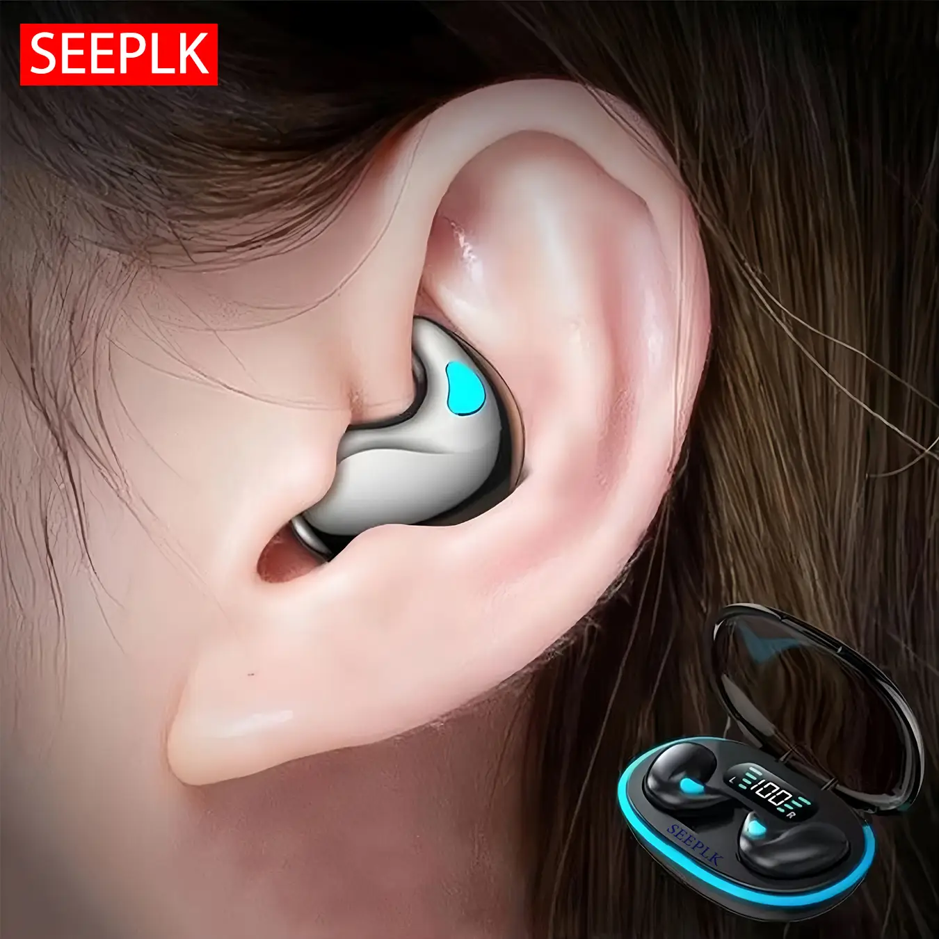 SEEPLK IPX7 Waterproof Sleep Headphones: Bluetooth 5.4 Noise Cancelling Earbuds w/Audio Connection, Traveling Gadgets for Gym & Sleep (40H Playtime) H