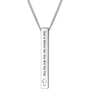 Christian Bible Verse Bar Necklaces for Women, Religious Faith Inspirational Birthday Jewelry Gift