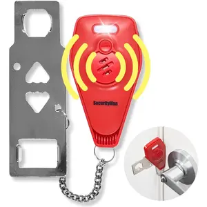 Portable Door Lock with Alarm | Hotel Door Locks for Travelers Security | Loud 130dB Door Security Device for Hotel Room, Apartment Home, & Travel Safety Inside for Women Children - Red