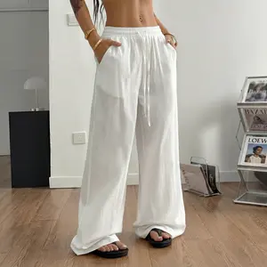 Women’s casual versatile wide-leg pants — loose, lightweight, breathable solid-color long trousers