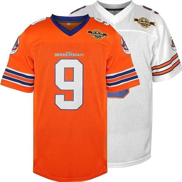 The Waterboy jersey #9 Bobby Boucher Adam Sandler 50th Anniversary Movie Mud Dogs Bourbon Bowl Football Jersey Waterboy Mud Dogs Football Jersey sandl